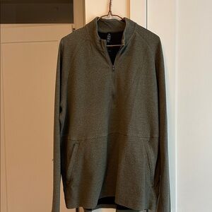 Lululemon Olive Green textured knit 1/4 zip Pullover.